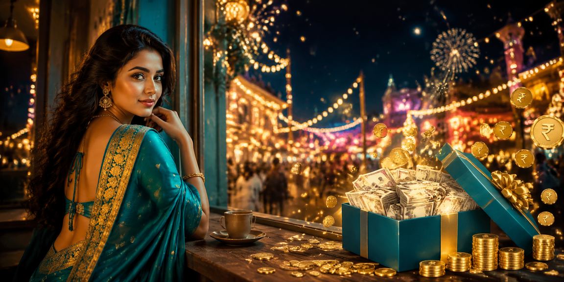 Indian player placing a bet on mobile with casino chips and rupees