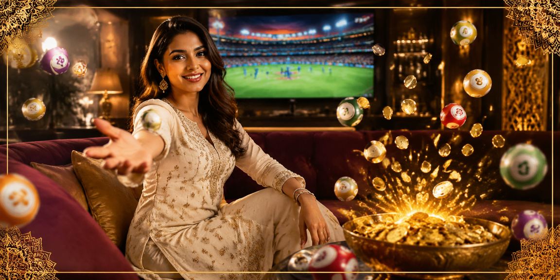 Indian woman enjoying mobile cricket betting from home